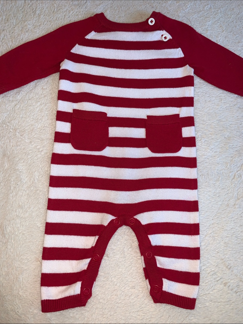 Cat & Jack Red White Sweater Romper 0-3M EUC
